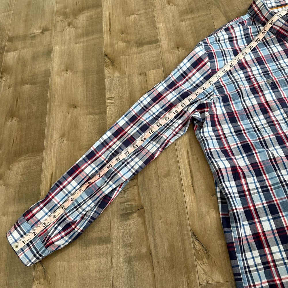 Orvis Button Up Shirt Men XXL Check Plaid Blue Red White Pocket - Picture 6 of 9